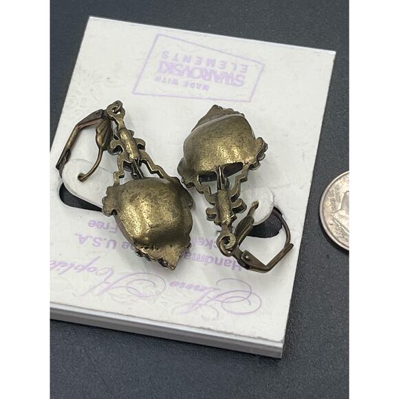 Anne Koplik Signed Cushion Cut Mint Swarovski Crystal Pierced Earrings New - Picture 15 of 15